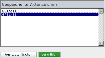 Abbildung: Gespeichertes Aktenzeichen