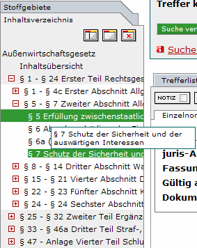 Abbildung: Index Stoffgebiete Inhaltsverzeichnis