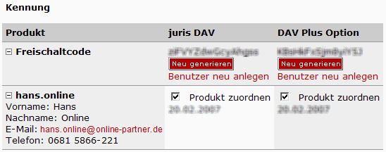 Abbildung: Freischaltcode