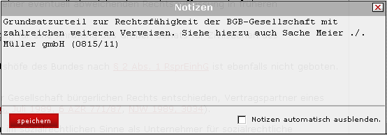 Abbildung: Notizfenster